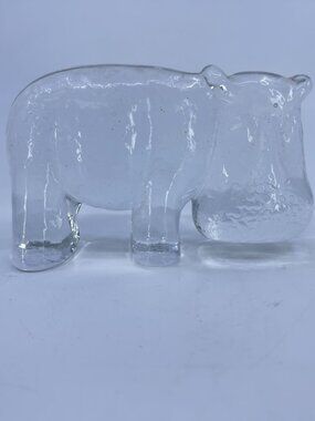 vintage kosta boda crystal hippo figurine paperweight from zoo series 1970